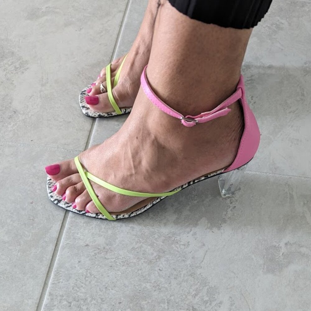 I.N.C Clear Heel Neon Sandal - Size 12